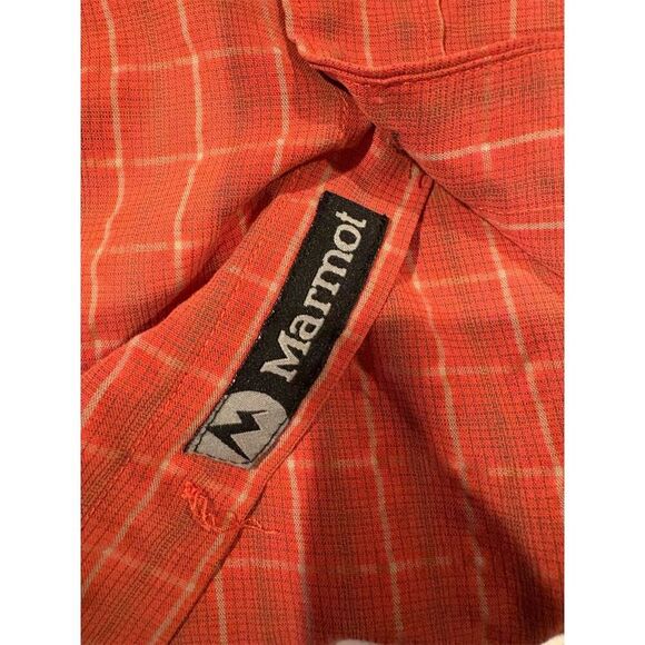 Marmot Men's L Orange Plaid Short Sleeve Button-Up Shirt Casual - Picture 8 of 13